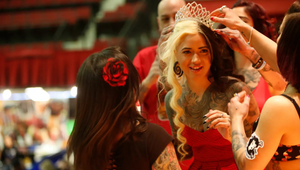 Contestants from the Miss Inked NY Pageant at the Blood and Ink Tattoo & Horror Convention taking place at the Westchester County Center in White Plains New York