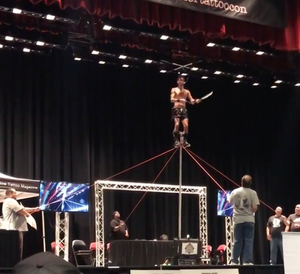 Sideshow acts at the Blood and Ink Tattoo & Horror Convention at the Westchester County Center in White Plains New York